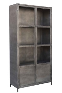 Metalen vitrinekast 2 deurs glas i- stock - Korver Living