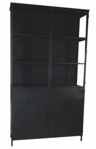 Elina Glass Cabinet black iron frame, 2 doors PTMD - Korver Living