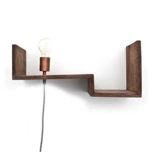 Wandplank lamp 50 cm bruin BYBOO - Korver Living